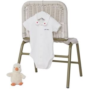 Petit Bateau Body met korte mouwen en kraag, uniseks, Wit, 0 Maanden