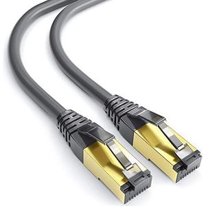 mumbi LAN-kabel 1,5 m CAT 8 netwerkkabel afgeschermd F/FTP CAT8 ethernetkabel patchkabel RJ45 1,5 meter, zwart
