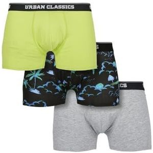 Urban Classics Heren boxershorts Snowman Christmas Boxer, 3-pack kerstonderbroeken voor mannen, maten S - 5XL, Island Aop+lime+grijs, 4XL