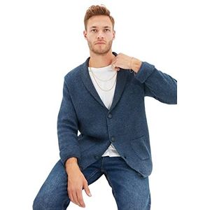 Trendyol Heren kraag Plain Regular Cardigan Sweater, Indigo, L, Indigo, L
