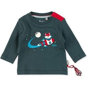 Sigikid Baby-jongens shirt met lange mouwen van biologisch katoen, antraciet/wereldall, 68