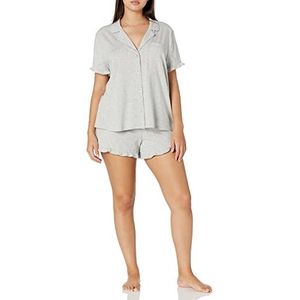 Amazon Essentials Dames katoenen modale biezen inkraag pyjamaset (verkrijgbaar in grote maten), grijs gemêleerd, XXL