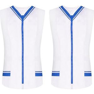 MISEMIYA - Verpakking met 2 stuks - sanitair hemd voor dames, zonder mouwen, uniform, reiniging uniform, medische dierenkliniek, 2-818, koningsblauw 22, L