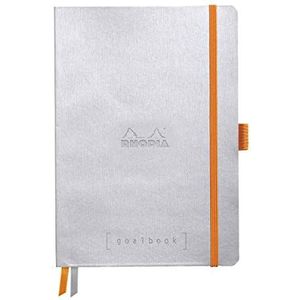 Rhodia 117570C notitieboekje Goalbook (DIN A5, 14,8 x 21 cm, dot, praktisch en trendy, met zacht deksel, 90 g wit papier, 120 vellen) 1 stuk, zilver