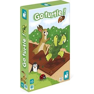 Janod - Go Turtle ! – gezelschapsspel voor kinderen – strategiespel in solitair – thema haas en schildpad – FSC-gecertificeerd – vanaf 6 jaar, J02629