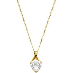 Amor collier met hanger dames collier, met cubic zirconia synth., 42 cm, goud, hart, Wordt geleverd in sieraden geschenkverpakking, 2014209