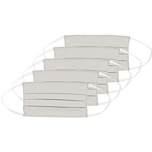 Oscar Apparels Herbruikbaar gezichtsmasker, 100% BCI katoen met elastische lus, volwassen (5 stuks), Grijs, Eén maat