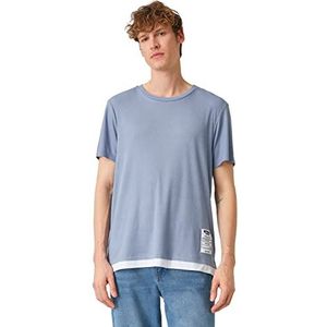 Koton Heren oversized patched t-shirt, blauw-grijs (Mg1), S