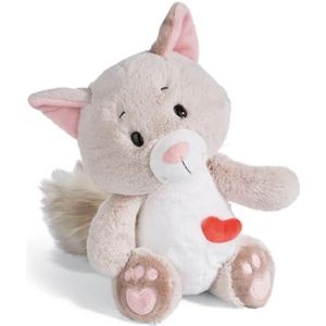 Zachte knuffel Liefdeskat zacht 35 cm grijs - Duurzaam zacht speelgoed gemaakt van zachte pluche, schattig zacht speelgoed om mee te knuffelen en te spelen, geweldig geschenkidee