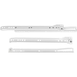 Amig Set van 2 metalen rails met wielen | rails voor laden van meubels, commodes of kasten | staal | kleur wit | belastbaarheid: 18 kg/paar | afmetingen: 400 mm