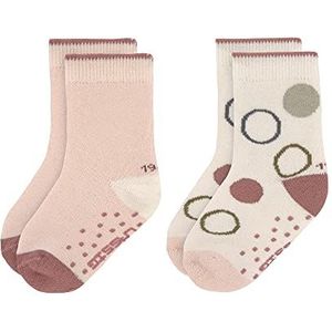 LÄSSIG Unisex Kids anti-slip sokken set van 2 / Offwhite/Powder Pink maat 27-30