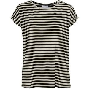 VERO MODA Vmaya Plain SS TOP Stripe GA NOOS Curve Vrouwelijke colsjaal, zwart/strepen: pristine, L Grote maten