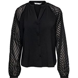 ONLY Dames Onllisa L/S Button Top WVN blouse, zwart, L