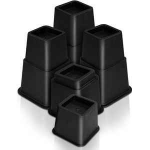 Utopia Bedding 8-delige verstelbare meubelverhogers (4 hoge en 4 korte) - robuuste verhoger met sterke ruimtebesparing - bedverhoger, tafelverhoger, stoel of bankverhoger (3 tot 8 inch) - (Zwart)