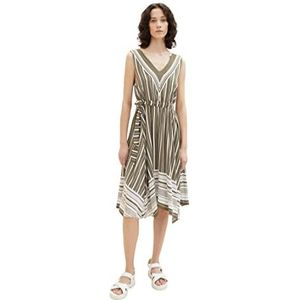 TOM TAILOR Dames 1038419 jurk, 32805-Olive White Vertical Stripe, 34, 32805 - Olive White Vertical Stripe, 34