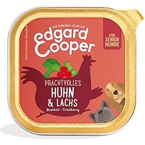 Edgard & Cooper Dose Patée Hond Senior Graanvrij Natuurlijke voeding 11x150g verse kip en zalm, gezonde voeding met veel smaak en balans, hoogwaardige eiwitten