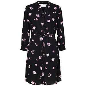 SELECTED FEMME Dames SLFDAMINA 7/8 AOP Dress B NOOS jurk, Black/AOP: Cyclamen Flower, 38, Black/Aop: cyclamen Flower, 38