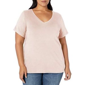 Amazon Essentials Plus Size T-shirt met korte mouwen V-hals Licht Roze, 2X