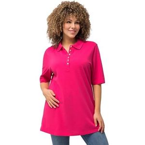 Ulla Popken Basic poloshirt voor dames, Magentapink., 66-68