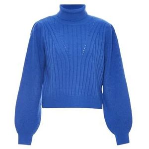 Blonda Dames chique vintage coltrui met lange mouwen blauw maat XL/XXL, blauw, XL