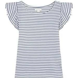 Gocco Gestreept T-shirt met ruches en mouwen voor meisjes, Oud Blauw, 3 Jaren