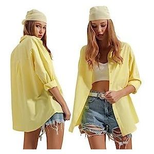 Mt Clothes Oversize elegant overhemd, geel, 42 dames, Geel, 32 NL