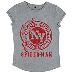 Marvel Avengers Classic-Wall Crawler T-shirt voor dames, met rold mouwen, grijs (melange grey), S