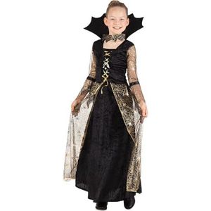 Boland - Klederdracht voor kinderen Spiderella, lange jurk en ketting, spinnendame, spin, kostuum, carnaval, themafeest, Halloween