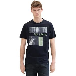 TOM TAILOR Basic T-shirt voor heren met fotoprint, 10668 - Sky Captain Blue, M