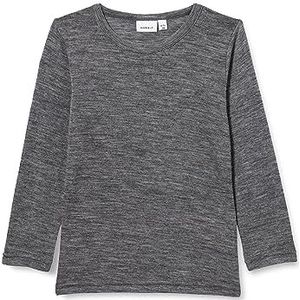 NAME IT Jongens Nmmwang Wool Rib Ls Top XXIII shirt met lange mouwen, dark grey melange, 110 cm