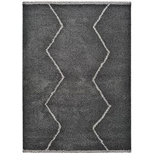 ECCOX - Hoogpolig tapijt van polypropyleen met jute onderkant, zacht en duurzaam tapijt, voor ingang, woonkamer, eetkamer, slaapkamer, kleedkamer, antraciet (80 x 150 cm)