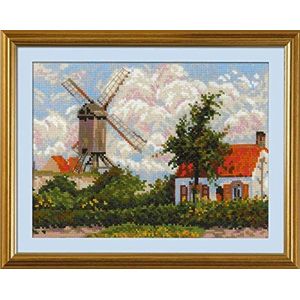 Riolis Windmühle Kruissteekset, katoen, meerkleurig, 33 x 25 cm