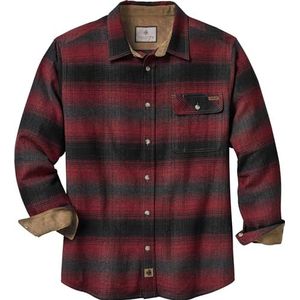 Legendary Whitetails Mannen Tall Size Buck Camp Flanel Shirt, Cabin Fever Red Plaid, Large Tall