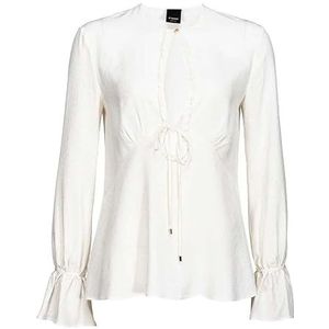 Pinko Bambi Blusa Crepe De Chine Jac Dameshemd, Z00_bianco-gelato Vaniglia, 42 NL