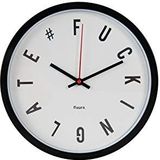 Fisura Grote wandklok ""Fucking Late"", 30 cm, analoog (wit)