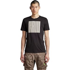 G-STAR RAW Heren Typograhy RAW Slim T-Shirt, Zwart (dk Black 336-6484), XS