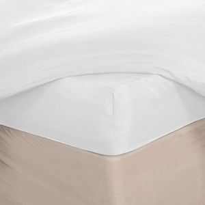 Brentfords Wit hoeslaken, dubbele lakens diep getailleerd, gemakkelijk te onderhouden, ultrazacht, vervagingsbestendig, microvezel tweepersoons laken beddengoed linnen