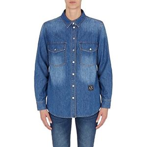 Armani Exchange Dames Denim Western Shirt, Indigo denim, S