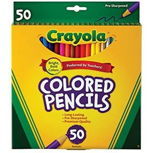 Crayola 50 Kleurpotloden, Set van 50 kleurpotloden voor kinderen, perfect om te tekenen en in te kleuren, felgekleurde houten potloden, Gemaakt van herbebost hout