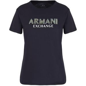 Armani Exchange Dames Rhinestone Logo Katoen Jersey T-Shirt Blueberry, XS, blueberry, XS