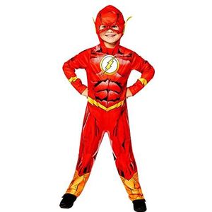 Amscan - Kinderkostuum The Flash, bedrukte overall met hoofddeksel, 100% gerecyclede materialen, serie, DC Super Heroes, themafeest, carnaval