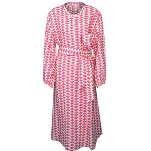 Seidensticker Blousejurk voor dames, met ceintuur, regular fit, midi-jurk, opstaande kraag, lange mouwen, 100% linnen, roze, 50