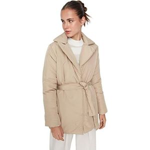 Trendyol Vrouwen Oversized Puffer Geweven Jas, Beige, XS