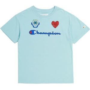Champion Rochester 1919 Eco Future B - Circular gerecycled katoen Graphic S/L T-shirt, blauw pastel, 13-14 jaar kinderen en jongens SS24, pastelblauw, 13-14 jaar