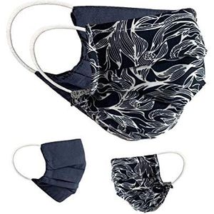 BaF Community-maskers Set van 2 stuks Unisex geïmproviseerd masker Omkeerbaar mondbeschermingsmasker Mond- en neusbescherming Omkeerbaar masker met motief katoen BCI Wasbaar