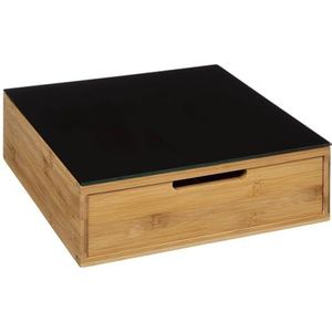 Well Home Capsulehouder met 2 schuifladen van bamboe, 30 x 30 x 10 cm