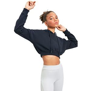 Trendyol Dames Navy Crop Sports Thin Hooded Sweatshirt, XL