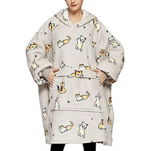 KFUBUO Draagbare deken hoodie voor volwassenen sherpa alle patronen kat oversized sweatshirt deken met zakken voor vrouwen