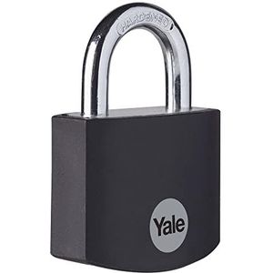 Yale YE3B/38/119/1/BK - standaard bescherming aluminium hangslot zwart 38 mm - stalen beugel - 3 sleutels