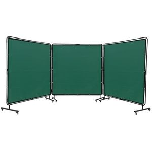 VEVOR Lasgordijn met 3 panelen, 1,8 x 1,8 m, laswerend gordijn van vlamvertragend vinyl, lasscherm met 6 zwenkwielen en een 6-traps uv-bescherming, lasbescherming, groen